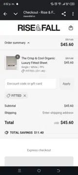 Fitted coupon verification screenshot