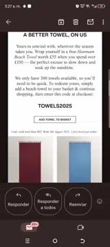 Towels2025 coupon verification screenshot