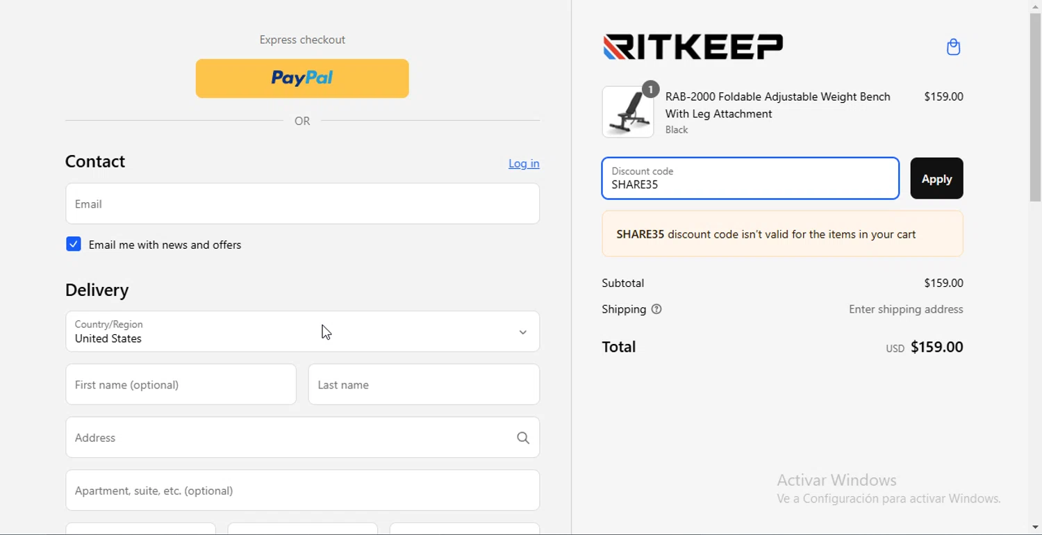 RitKeeps promo code screenshot showing code SHARE35 applied at RitKeeps checkout page. Uploaded by SimplyCodes community member Heibk201 on Mar 13, 2025
