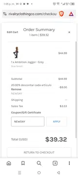 NEWDAY coupon verification screenshot
