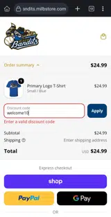 Quad Cities River Bandits coupon verification screenshot