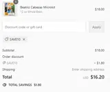 SAVE10 coupon verification screenshot