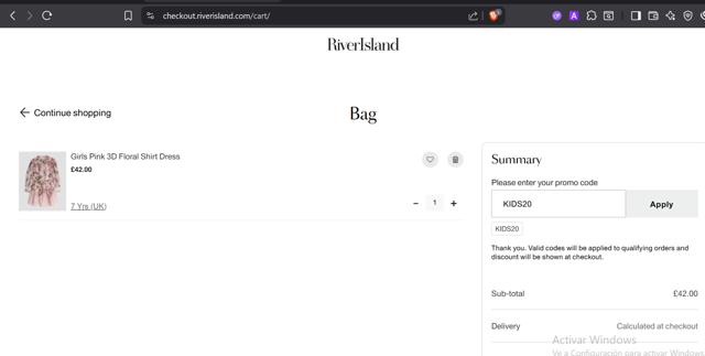River Island checkout page showing River Island discount code box | Screenshot taken by SimplyCodes community member on Aug 22, 2025