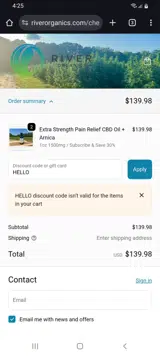 HELLO coupon verification screenshot