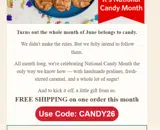 CANDY26 coupon verification screenshot
