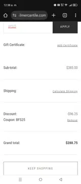 BFS25 coupon verification screenshot
