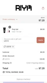 Riya's Nails coupon verification screenshot