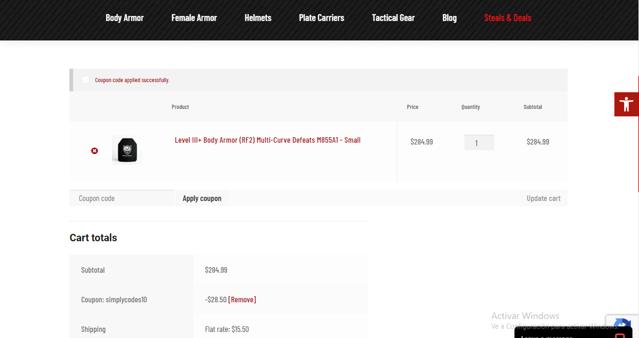 RMA Armament checkout page showing RMA Armament discount code box | Screenshot taken by SimplyCodes community member on Oct 21, 2024