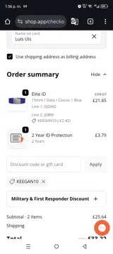 KEEGAN10 coupon verification screenshot