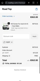 15OFF coupon verification screenshot