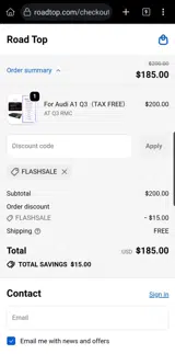 FLASHSALE coupon verification screenshot