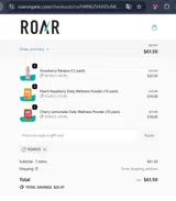 ROAR25 coupon verification screenshot