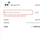 WELCOME15 coupon verification screenshot