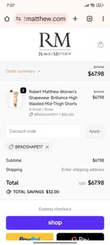 BRADSHAPE17 coupon verification screenshot
