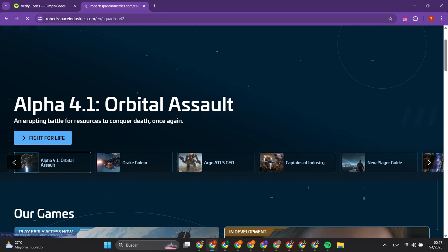Roberts Space Industries coupon code screenshot showing code STAR-NGY4-3CCS applied at Roberts Space Industries checkout page. Uploaded by SimplyCodes community member PrimeTracker2179 on Apr 7, 2025