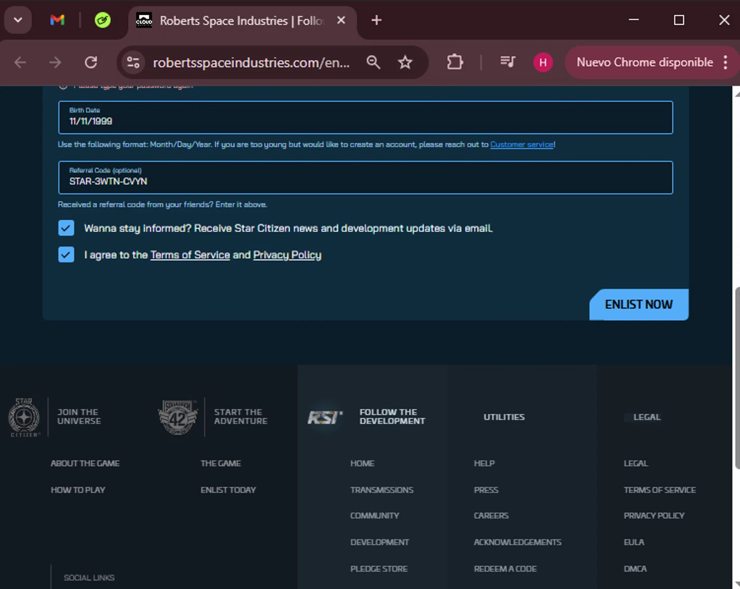 Roberts Space Industries checkout page showing Roberts Space Industries coupon code box | Screenshot taken by SimplyCodes community member on Mar 27, 2025