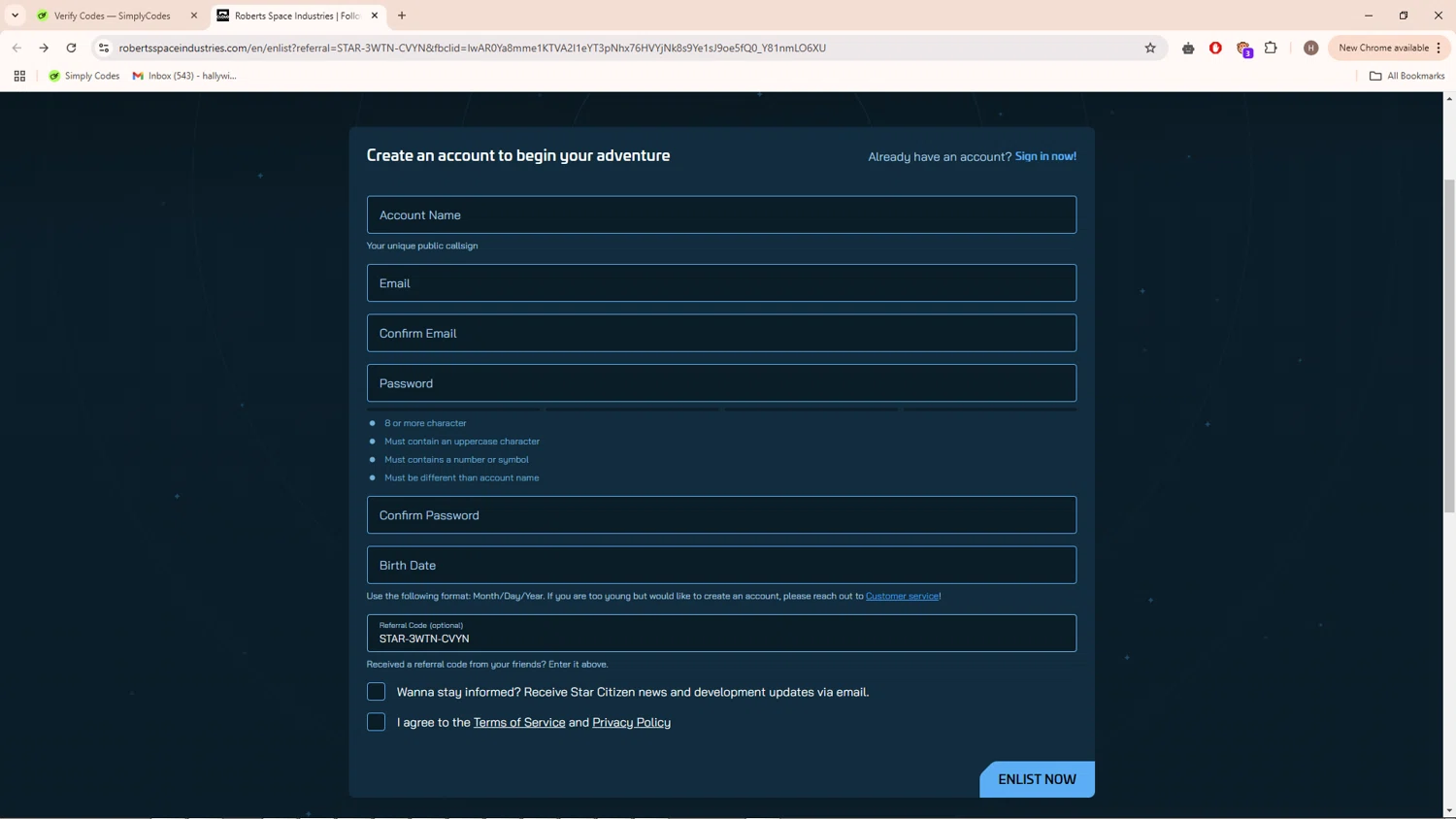 Roberts Space Industries checkout page showing Roberts Space Industries coupon code box | Screenshot taken by SimplyCodes community member on Mar 23, 2025