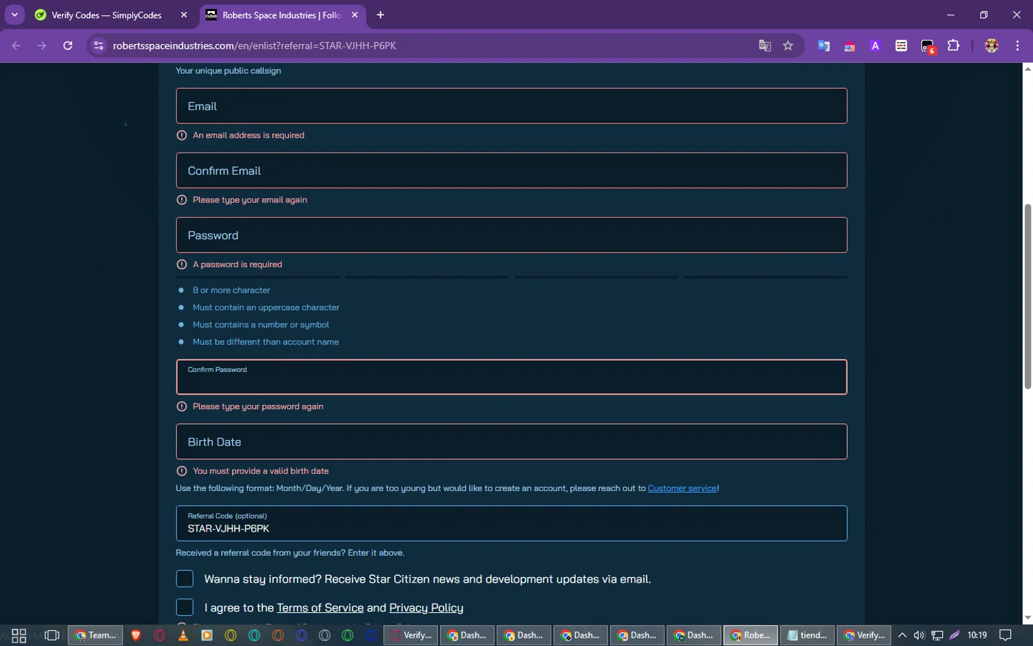 Roberts Space Industries checkout page showing Roberts Space Industries coupon code box | Screenshot taken by SimplyCodes community member on Mar 15, 2025