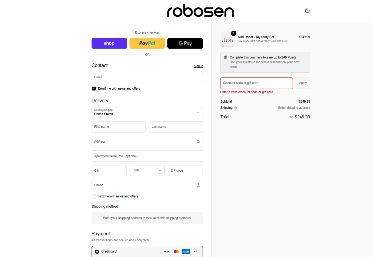 Robosen promo code screenshot showing code pd4off applied at Robosen checkout page. Uploaded by SimplyCodes community member reggiesmith on Feb 20, 2026