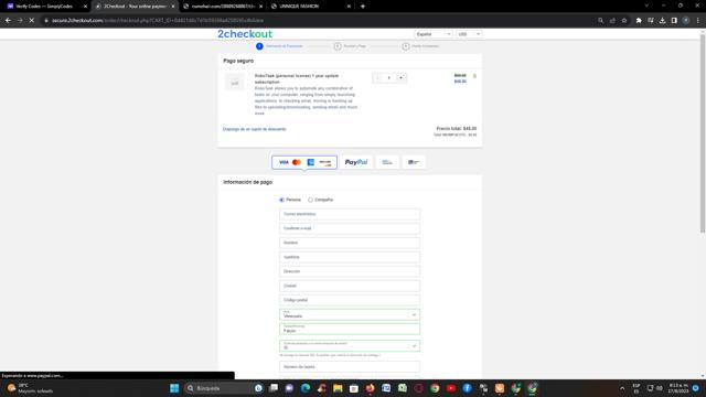 Robotask checkout page showing Robotask promo code box | Screenshot taken by SimplyCodes community member on Sep 17, 2023