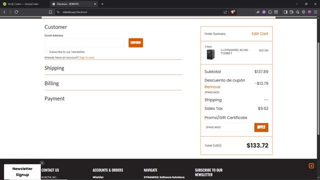 ROBOTIS checkout page showing ROBOTIS promo code box | Screenshot taken by SimplyCodes community member on Aug 8, 2025