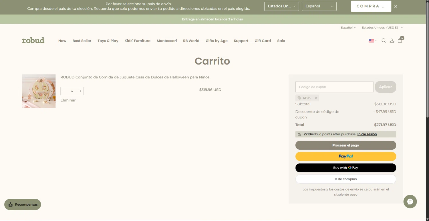 Robud promo code screenshot showing code RB15 applied at Robud checkout page. Uploaded by SimplyCodes community member AliceLidell on Sep 28, 2025