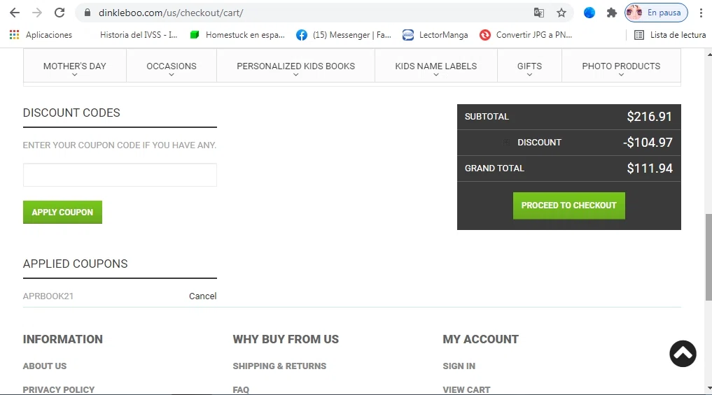 Rochester Clothing checkout page showing Rochester Clothing coupon code box | Screenshot taken by SimplyCodes community member on Apr 29, 2021