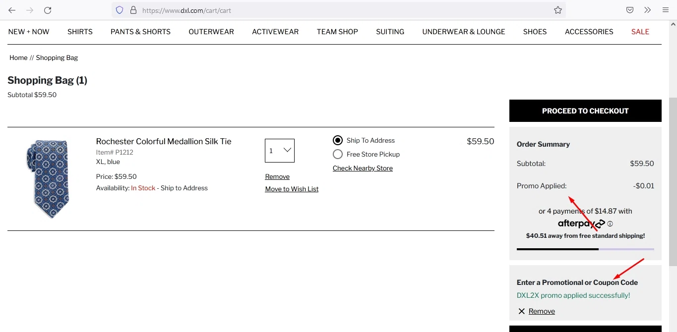 Rochester Clothing checkout page showing Rochester Clothing coupon code box | Screenshot taken by SimplyCodes community member on Jul 18, 2022