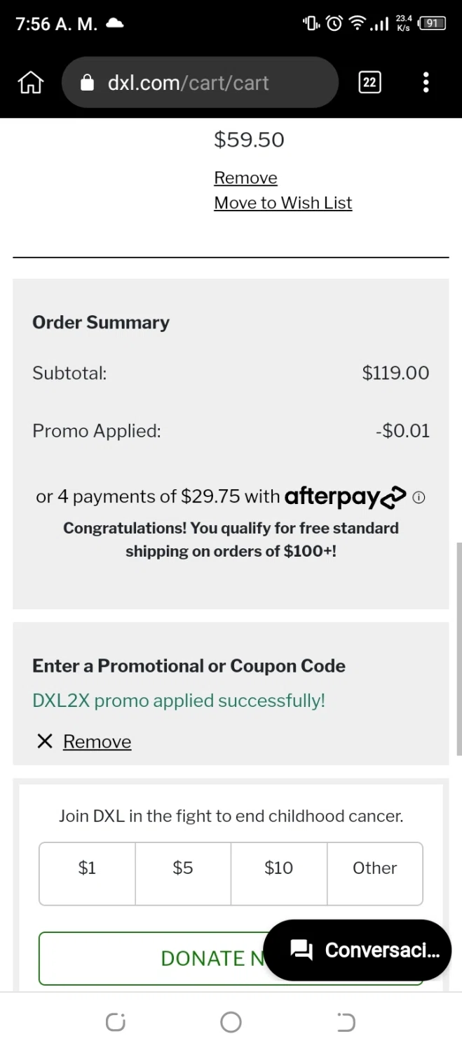 Rochester Clothing checkout page showing Rochester Clothing coupon code box | Screenshot taken by SimplyCodes community member on Jan 8, 2023