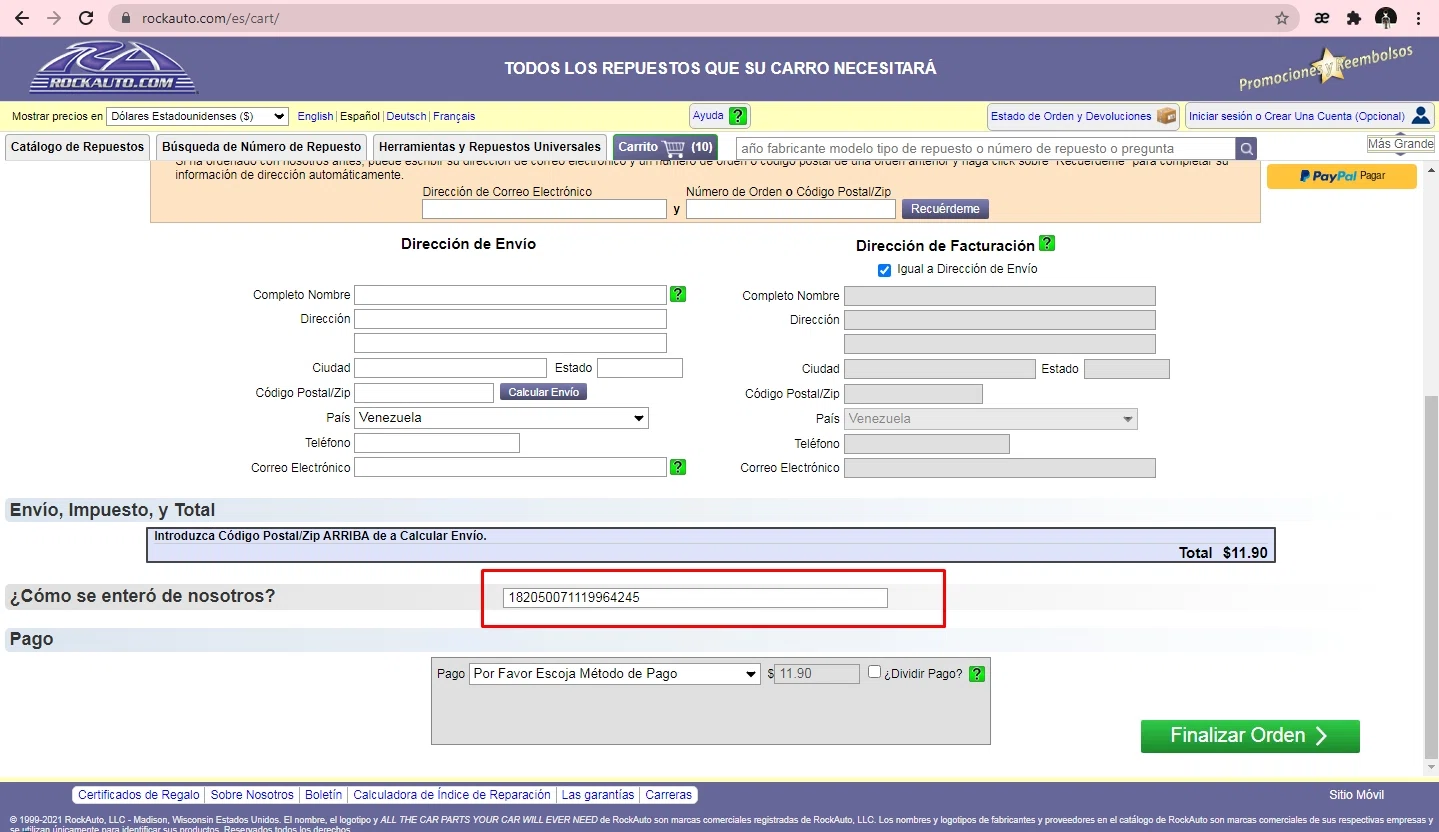 where to use Rock Auto promo code box