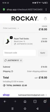 JUSTNOW10 coupon verification screenshot