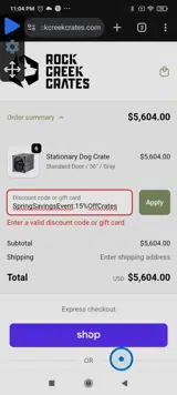 SpringSavingsEvent:15%OffCrates coupon verification screenshot