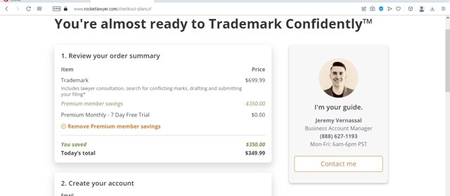Rocket Lawyer checkout page showing Rocket Lawyer discount code box | Screenshot taken by SimplyCodes community member on Apr 17, 2023