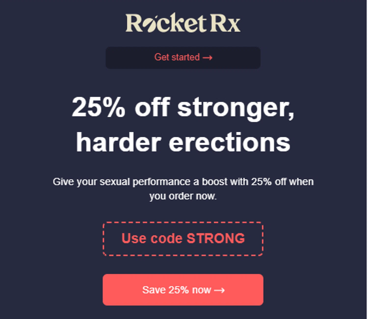 RocketRX promo code screenshot showing code STRONG applied at RocketRX checkout page. Uploaded by SimplyCodes community member joseg151520 on Dec 30, 2025