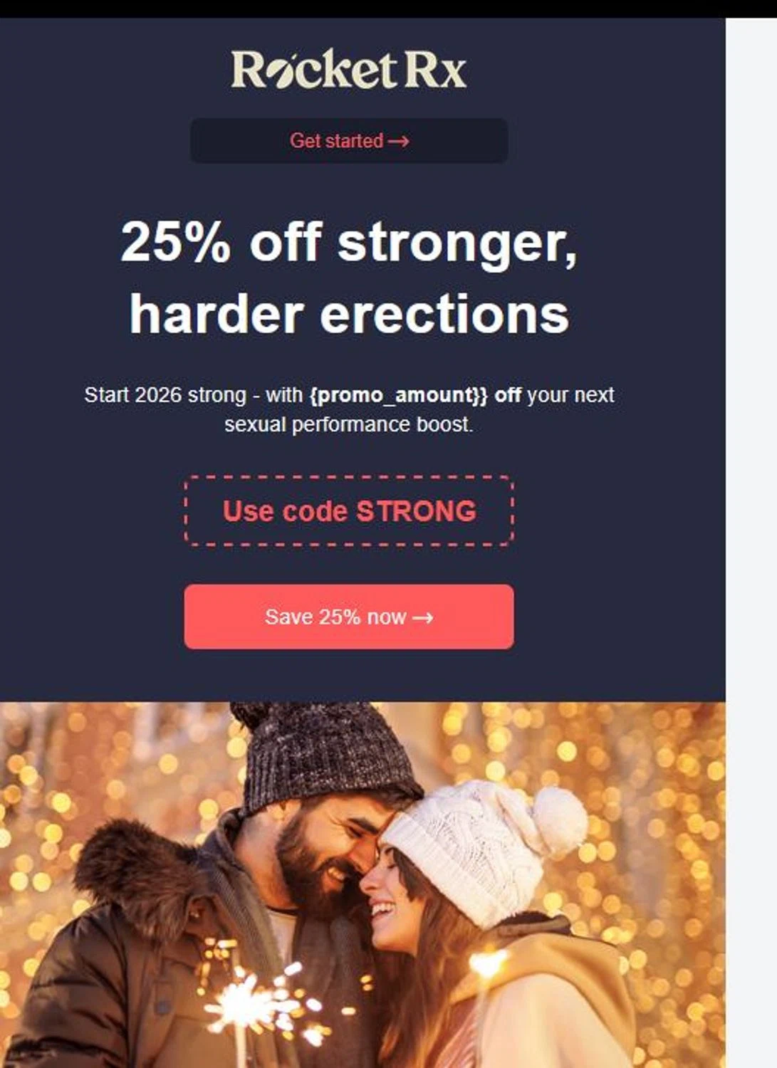 RocketRX promo code screenshot showing code strong applied at RocketRX checkout page. Uploaded by SimplyCodes community member stygian1 on Dec 26, 2025