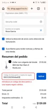 SDCC2025Global20 coupon verification screenshot