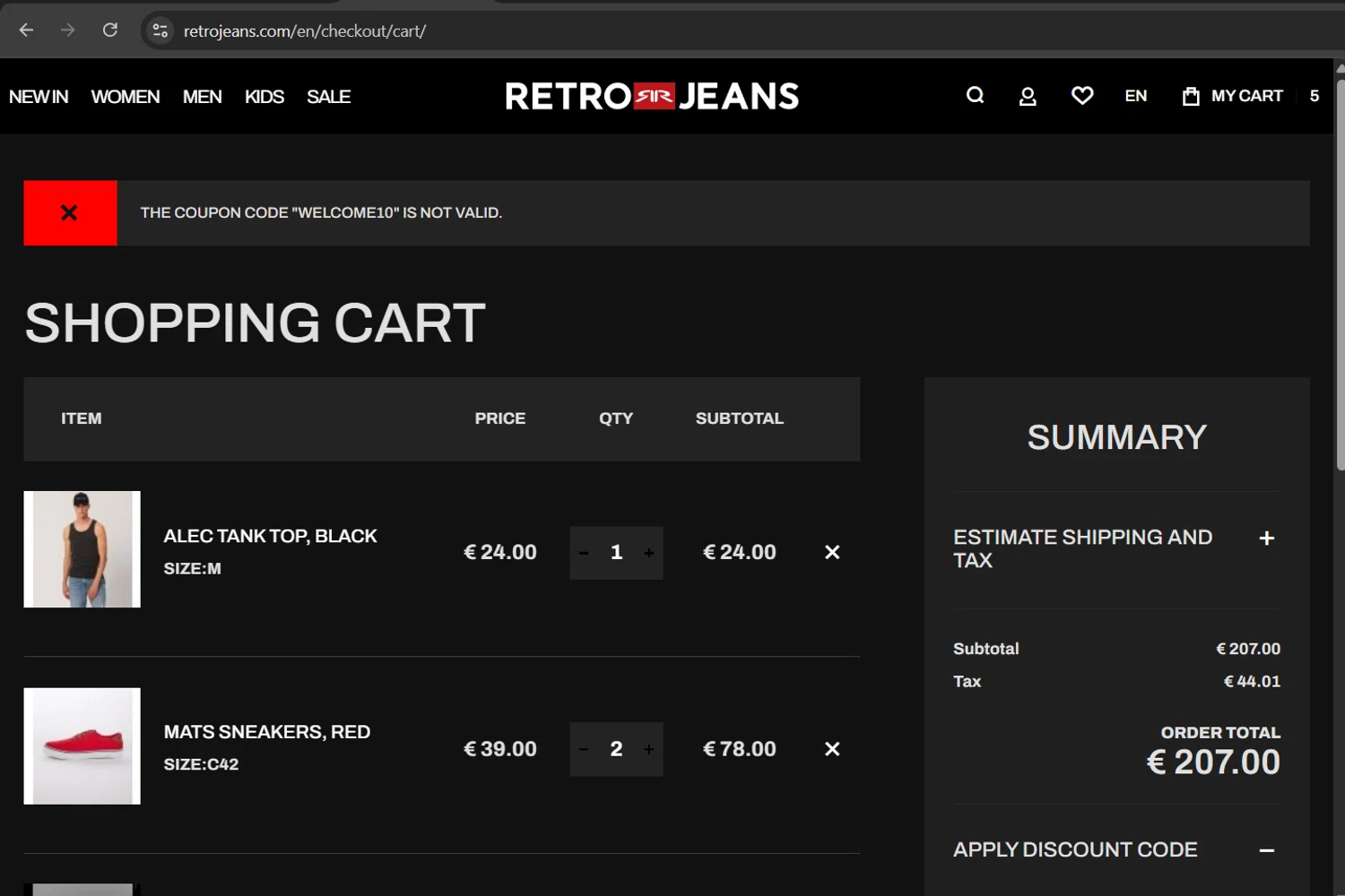 Rock Merch discount code screenshot showing code WELCOME10 applied at Rock Merch checkout page. Uploaded by SimplyCodes community member ScanHunter7116 on Jun 18, 2025