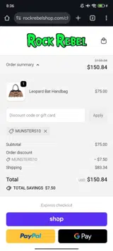 MUNSTERS10 coupon verification screenshot