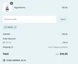 OFF15 coupon verification screenshot