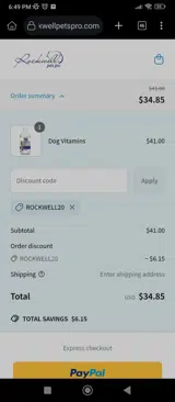 ROCKWELL20 coupon verification screenshot
