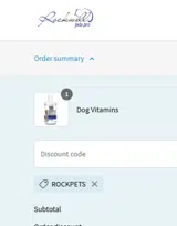 ROCKPETS coupon verification screenshot