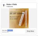 Rodan + Fields coupon verification screenshot