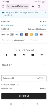Rodan + Fields coupon verification screenshot