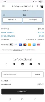 SADIE25 coupon verification screenshot