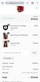 Kiley15 coupon verification screenshot