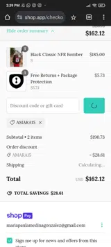 AMARA15 coupon verification screenshot