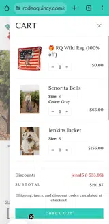 Jena15 coupon verification screenshot