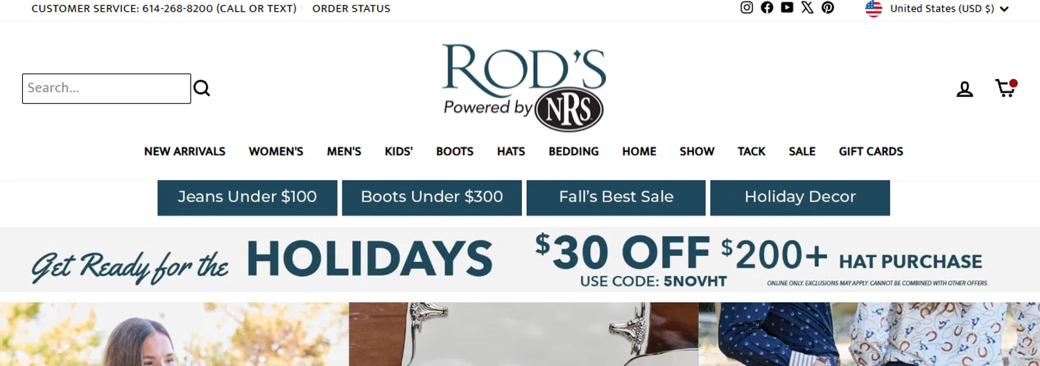 Rod's Western Palace coupon code screenshot showing code 5NOVHT applied at Rod's Western Palace checkout page. Uploaded by SimplyCodes community member josegarcia6 on Nov 17, 2025