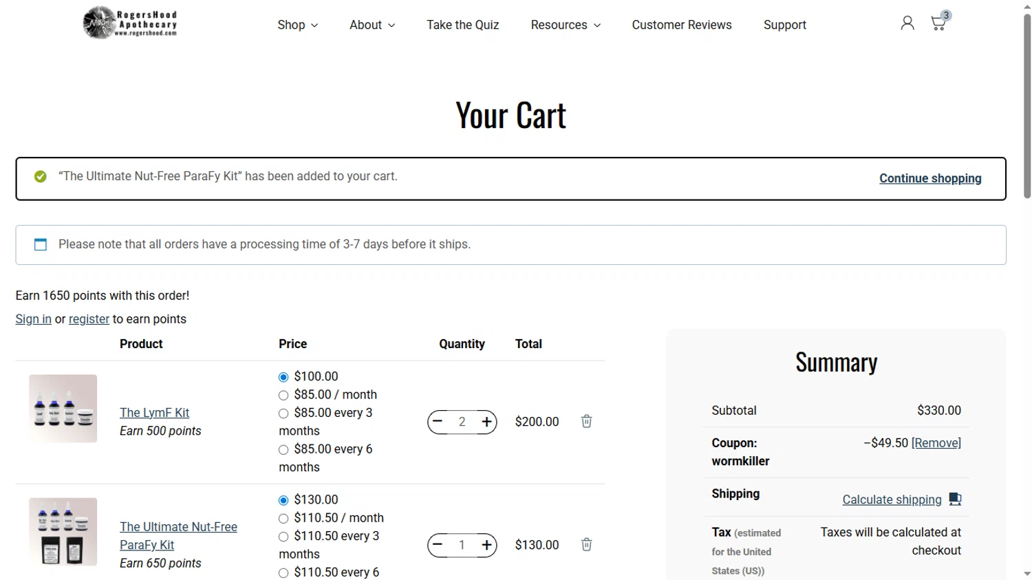 RogersHood discount code screenshot showing code WORMKILLER applied at RogersHood checkout page. Uploaded by SimplyCodes community member FrugalPro3051 on Nov 14, 2025