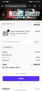 Rogues' Gallery coupon verification screenshot